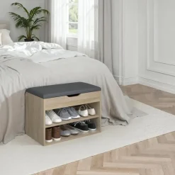 tectake Schoenenkast Jasmina met zitkussen 60x30x43,5cm