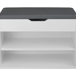 tectake Schoenenkast Jasmina met zitkussen 60x30x43,5cm, Wit