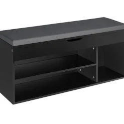 tectake Schoenenkast Natalya met zitkussen 104x30x49cm, Zwart