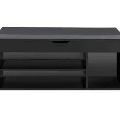 tectake Schoenenkast Natalya met zitkussen 104x30x49cm, Zwart