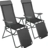 tectake Set van 2 aluminium tuinstoelen inklapbaar met hoofdsteun en voetensteun