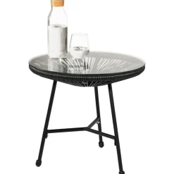 tectake Set van 2 stoelen Santana met tafel, Zwart