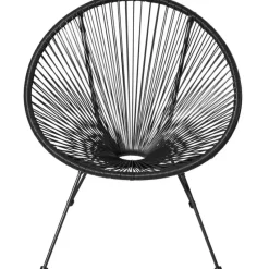 tectake Set van 2 stoelen Santana met tafel, Zwart