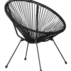 tectake Set van 2 stoelen Santana met tafel, Zwart