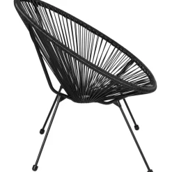 tectake Set van 2 stoelen Santana met tafel, Zwart