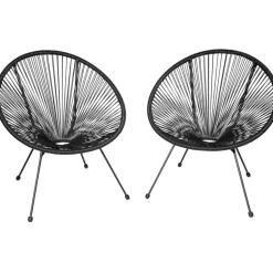 tectake Set van 2 stoelen Santana met tafel, Zwart