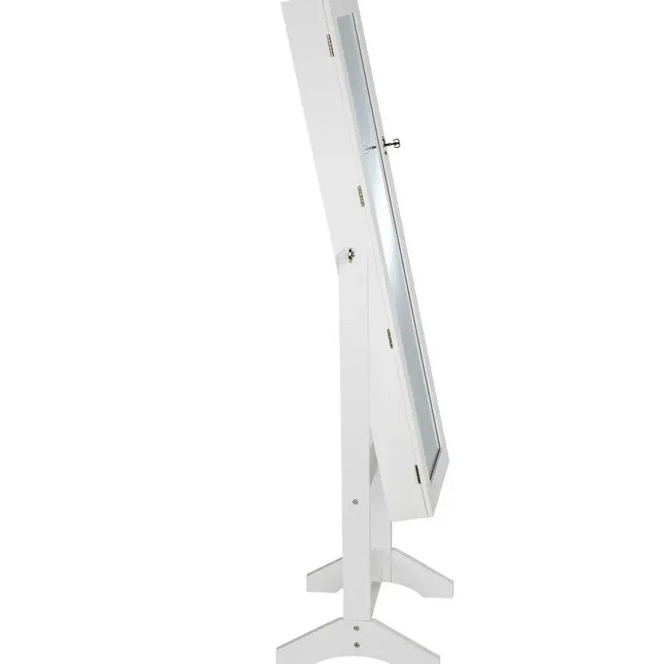 tectake Sieradenkast met spiegel, rechtopstaand, Wit