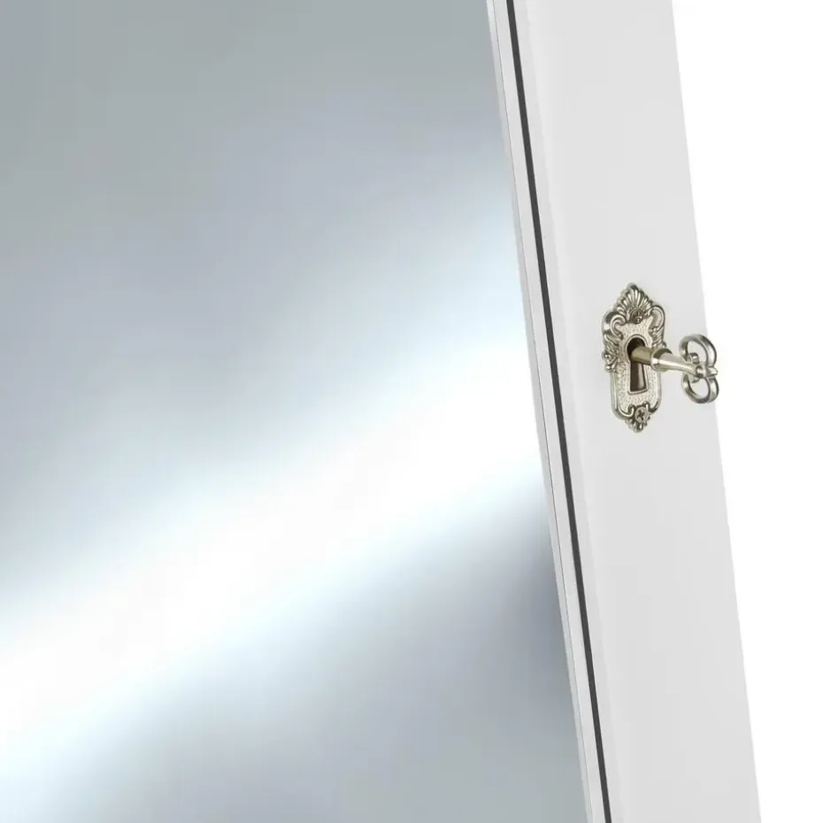 tectake Sieradenkast met spiegel, rechtopstaand, Wit