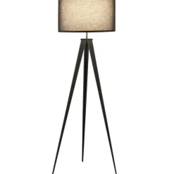 tectake Staande lamp Lunaris, textielkap, driepootsframe, Zwart