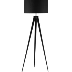 tectake Staande lamp Lunaris, textielkap, driepootsframe, Zwart