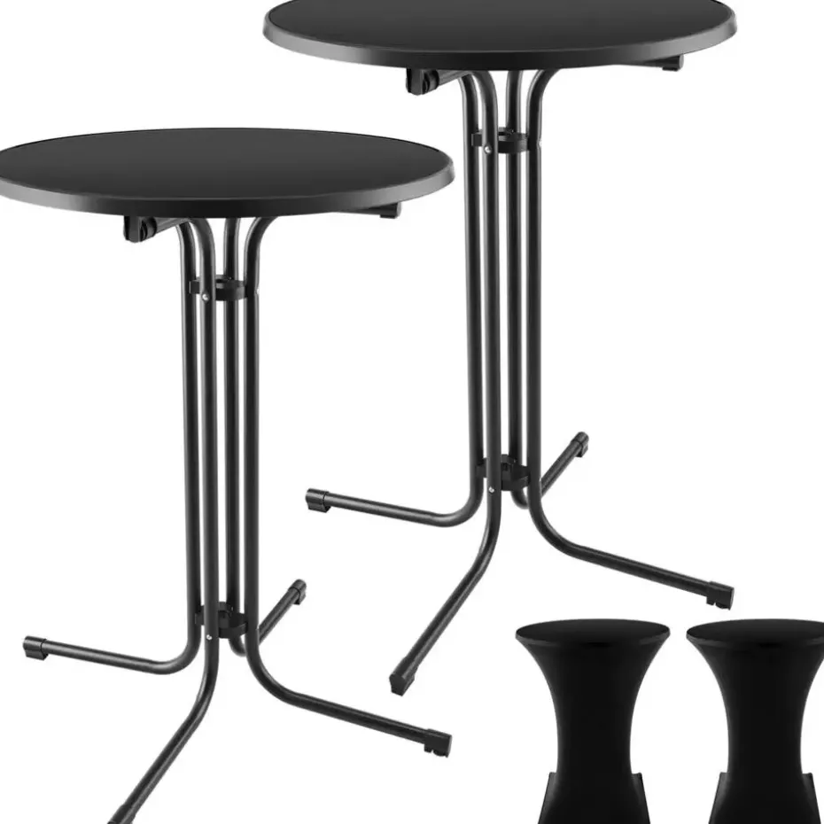 tectake Statafel Eren inklapbaar met hoes 90x110cm, Zwart