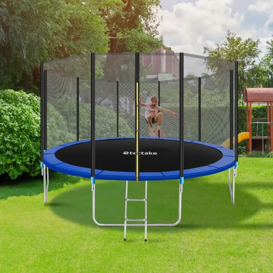 tectake Trampoline Garfunky met veiligheidsnet, Zwart/blauw