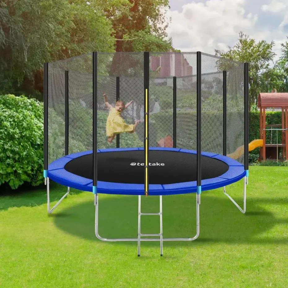 tectake Trampoline Garfunky met veiligheidsnet, Zwart/blauw