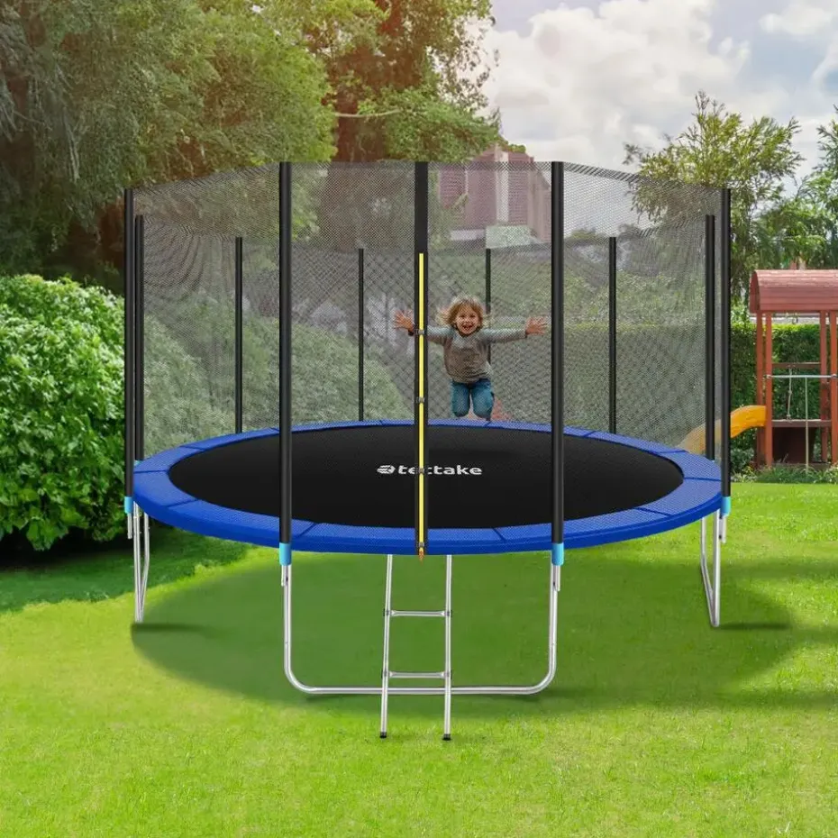 tectake Trampoline Garfunky met veiligheidsnet, Zwart/blauw