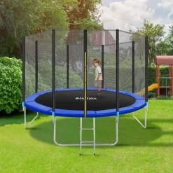 tectake Trampoline Garfunky met veiligheidsnet, Zwart/blauw
