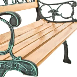 tectake Tuinbank Kathi 2-zitter van hout en gietijzer 124x60x83cm, Bruin