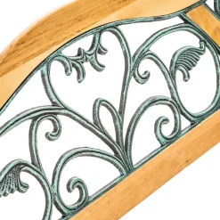 tectake Tuinbank Kathi 2-zitter van hout en gietijzer 124x60x83cm, Bruin