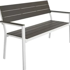 tectake Tuinbank Line 2-zitter met aluminium frame 128x59x88cm, Lichtgrijs/wit
