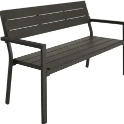 tectake Tuinbank Line 2-zitter met aluminium frame 128x59x88cm, Donkergrijs