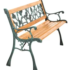 tectake Tuinbank Marina 2-zitter van hout en gietijzer 124x52x74, Bruin