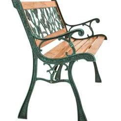 tectake Tuinbank Marina 2-zitter van hout en gietijzer 124x52x74, Bruin