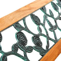 tectake Tuinbank Marina 2-zitter van hout en gietijzer 124x52x74, Bruin