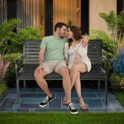 tectake Tuinbank Pino 3-zitter 126x62x81,5cm, Zwart