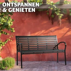 tectake Tuinbank Pino 3-zitter 126x62x81,5cm, Zwart