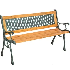 tectake Tuinbank Tamara 2-zitter van hout en gietijzer 128x51x73cm, Bruin