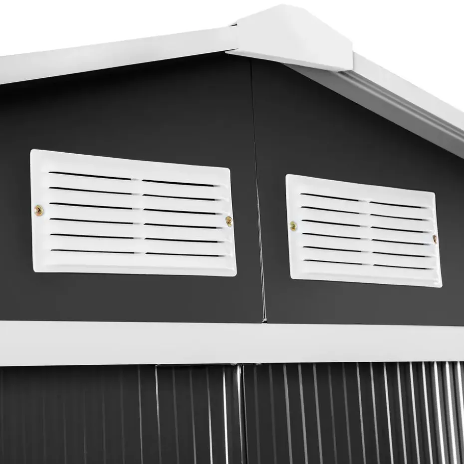 tectake Tuinhuis met zadeldak , Grijs/wit