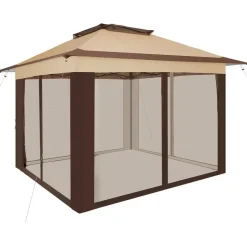 tectake Tuinpaviljoen Carabobo opvouwbaar 3,64x3,64x2,94m, Bruin