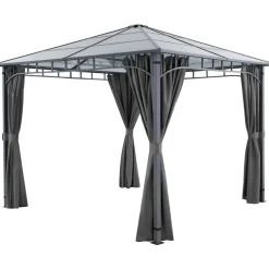 tectake Tuinpaviljoen Caracas, weerbestendig, polycarbonaat-dakplaten, Grijs