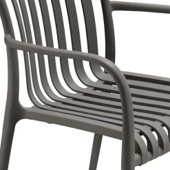 tectake Tuinstoelen Alcudia, weerbestendig, stapelbaar, Antraciet