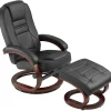 tectake TV-fauteuil met krukje model 2, Zwart/bruin