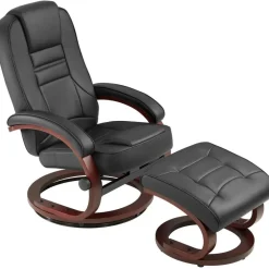 tectake TV-fauteuil met krukje model 2, Zwart/bruin