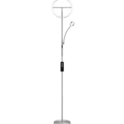 tectake Vloerlamp Auralis LED 20W, leeslamp, dimbaar, Mat Nikkel