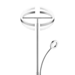 tectake Vloerlamp Auralis LED 20W, leeslamp, dimbaar, Mat Nikkel