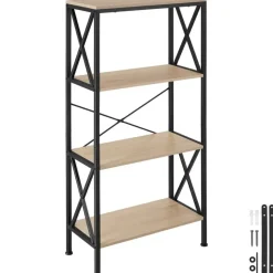 tectake Wandkast Barry 61,5x31,5x133,5cm, Industrieel Licht Hout, Eiken Sonoma