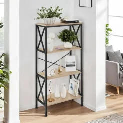 tectake Wandkast Barry 61,5x31,5x133,5cm, Industrieel Licht Hout, Eiken Sonoma