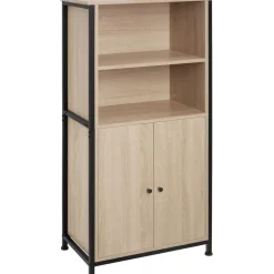 tectake Wandkast Doncaster 60x38x125cm, Industrieel Licht Hout, Eiken Sonoma