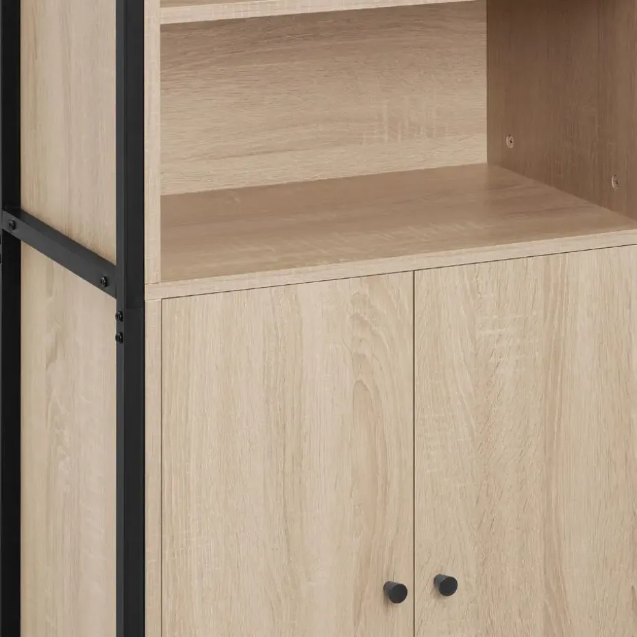 tectake Wandkast Doncaster 60x38x125cm, Industrieel Licht Hout, Eiken Sonoma