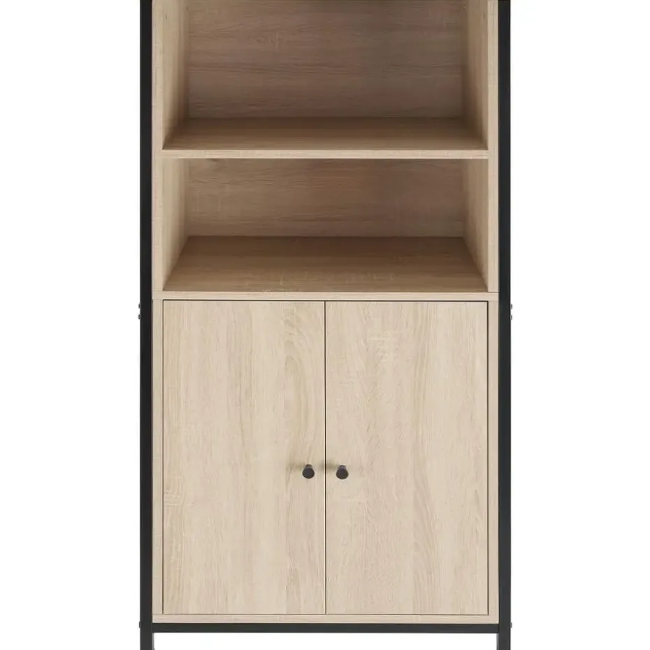 tectake Wandkast Doncaster 60x38x125cm, Industrieel Licht Hout, Eiken Sonoma