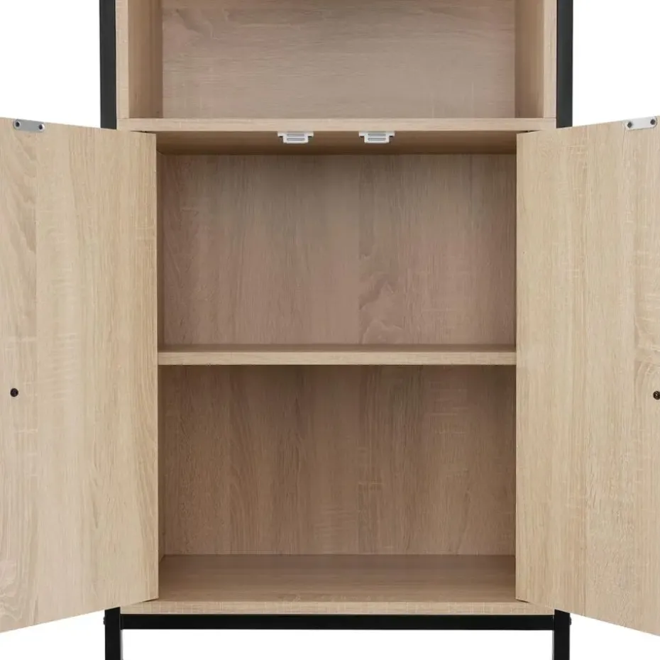 tectake Wandkast Doncaster 60x38x125cm, Industrieel Licht Hout, Eiken Sonoma