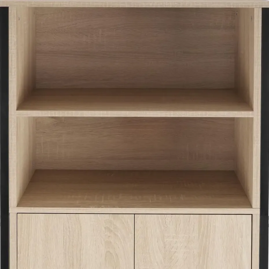 tectake Wandkast Doncaster 60x38x125cm, Industrieel Licht Hout, Eiken Sonoma