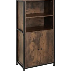 tectake Wandkast Doncaster 60x38x125cm, Industrieel Hout Donker, Rustiek