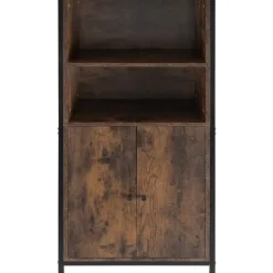 tectake Wandkast Doncaster 60x38x125cm, Industrieel Hout Donker, Rustiek