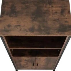 tectake Wandkast Doncaster 60x38x125cm, Industrieel Hout Donker, Rustiek