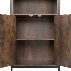 tectake Wandkast Doncaster 60x38x125cm, Industrieel Hout Donker, Rustiek