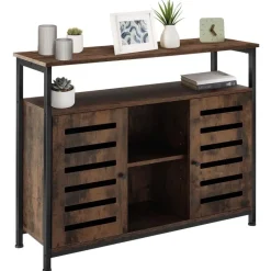 tectake Wandkast Warrington 100x37x82cm, Industrieel Hout Donker, Rustiek