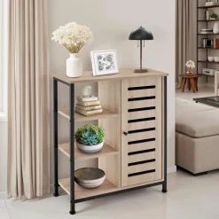 tectake Wandkast 71x32x82cm, Industrieel Licht Hout, Eiken Sonoma